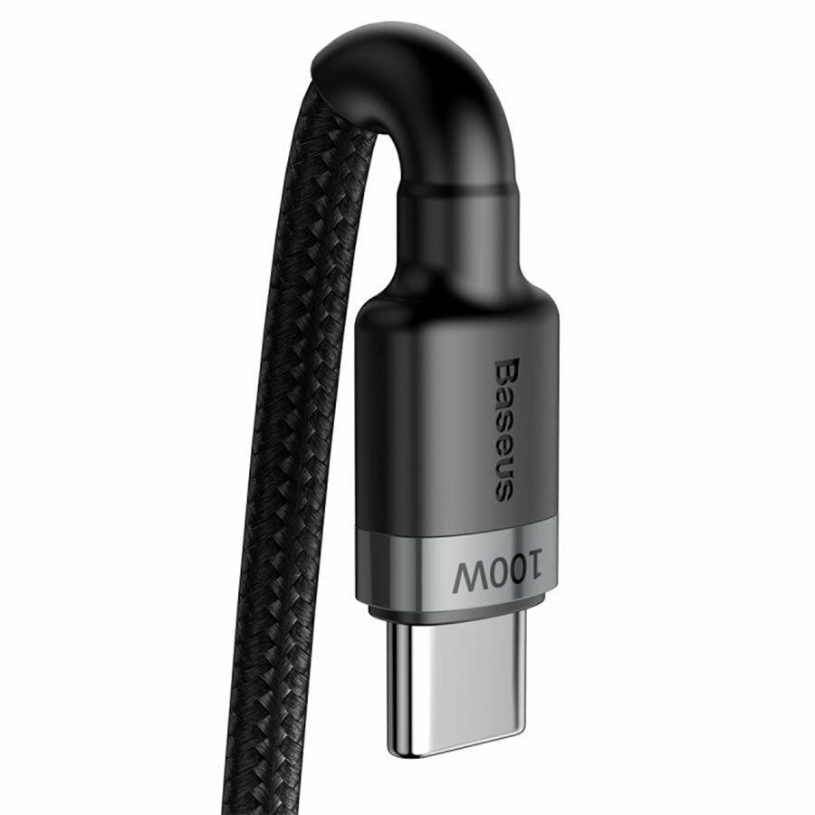 Кабель USB-C BASEUS Cafule Type-C - Type-C, 5A, 100W, 2 м, черный+серый — фото 1