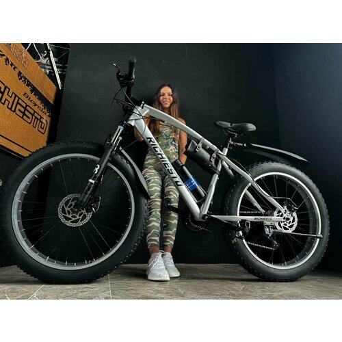 Велосипед фэтбайк Fatbike Richiesto 21s 26 Взрослый Подростковый Спортивный Вездеход Унисекс серебристый 3310000₽