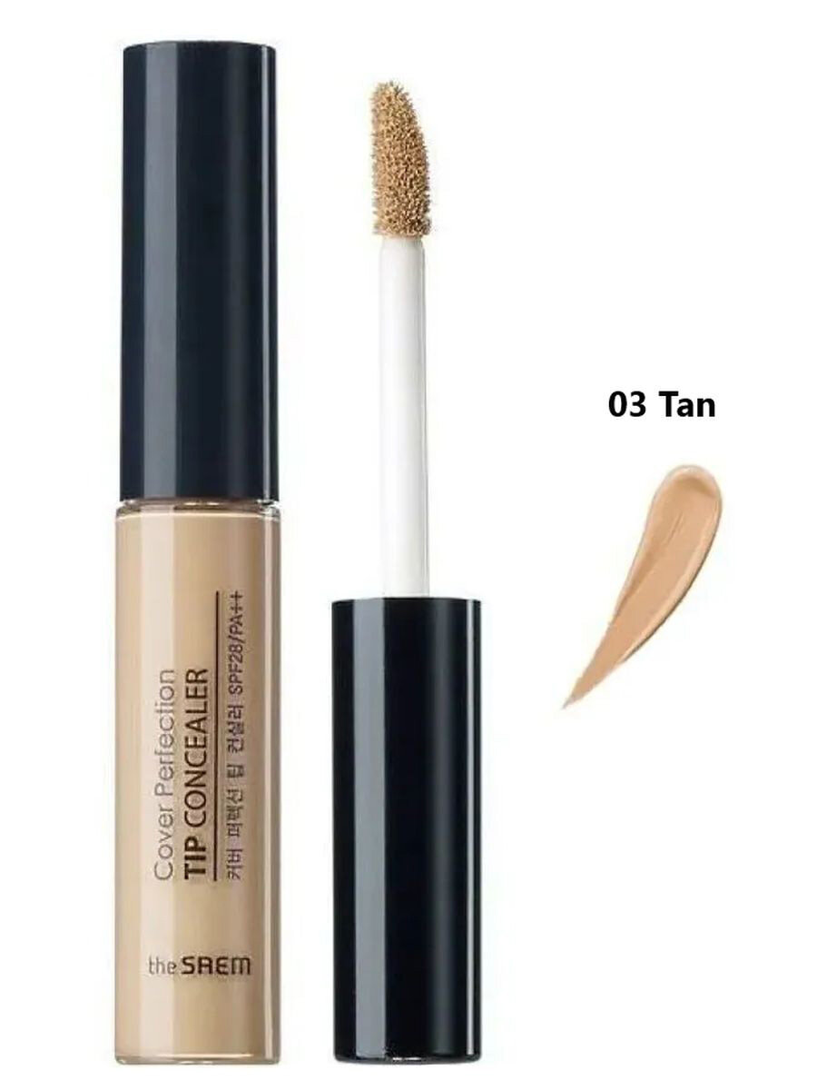 Точечный консилер для лица The Saem Cover Perfection Tip Concealer SPF28 РА++№3 tan 6.5ml