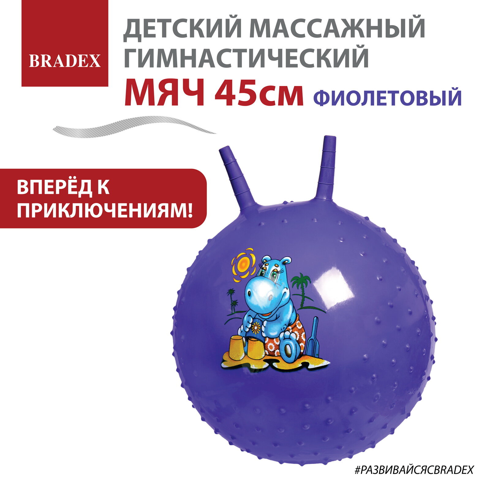 Детский массажный гимнастический мяч, фиолетовый DE 0537