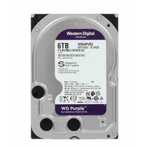 Жесткий диск 35 6TB Western Digital WD64PURZ Purple SC HA520 1875000₽