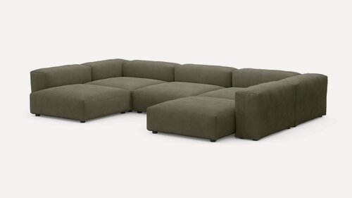 Изображение товара Диван Фиджи (П-образный) Cilium Brown NEW 378x242x62 см, коричневый Вельвет, нераскладной GOODFORM