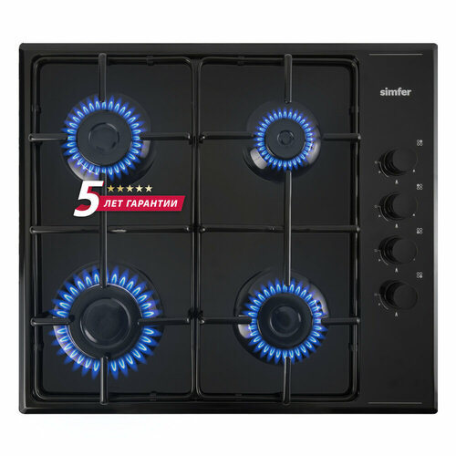 Газовая варочная панель Simfer H60Q40B440 серия Comfort с автоподжигом черная 1363600₽