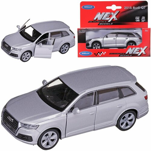 Машинка Welly 1:38 AUDI Q7 серебристая 43706W/серебряная welly 1 36 audi q3 alloy car model pull back vehicle collect gifts non remote control type transport toy