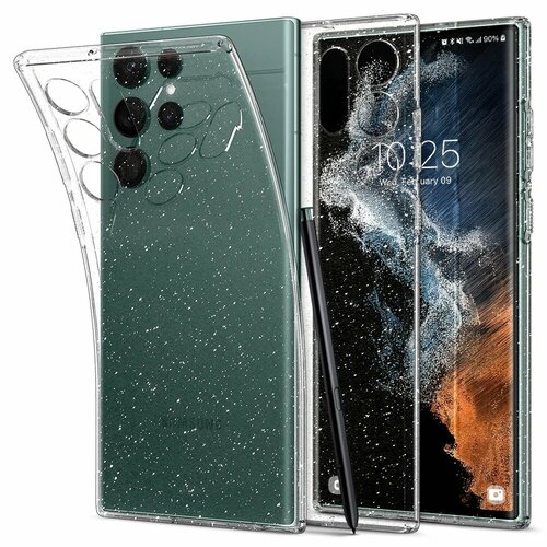 Чехол-капсула для Galaxy S22 Ultra - Spigen - Liquid Crystal Glitter - Прозрачный кварц - ACS03913 чехол капсула spigen для galaxy s22 ultra liquid crystal кристально прозрачный acs03912