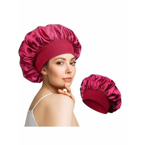 Шапка , размер OneSize, бордовый длинная атласная шапочка для сна шелковая регулируемая шапочка с широкой эластичной лентой свободная ночная шапочка для женщин косички