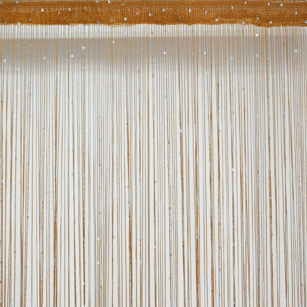 Штора 28х3 метра нитяная готовая (кисея) с пайетками цвет терракотовый