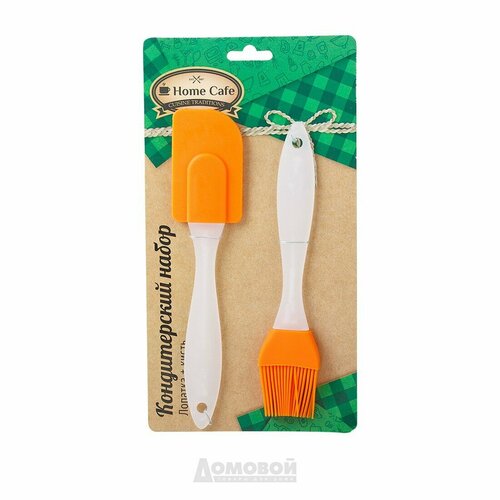 Набор лопатка с кисточкой силикон оранжевый 734₽