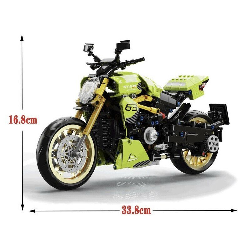 Конструктор Technic Зеленый мотоцикл Ducati Diavel SIAN 1018 деталей, техник Дукати Сиан — фото 1