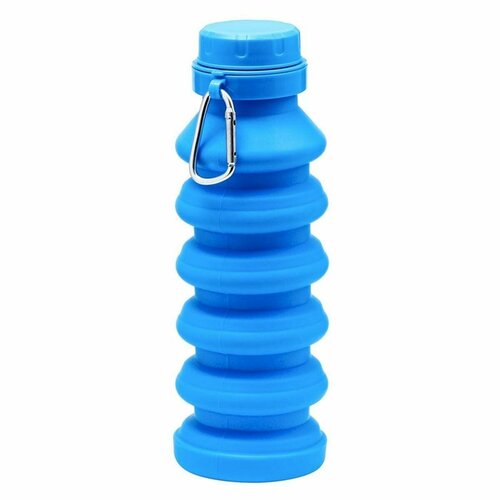 Бутылка для воды Мастер К. - 450 мл, силиконовая, синяя, 7 х 21.3 см, 1 шт.