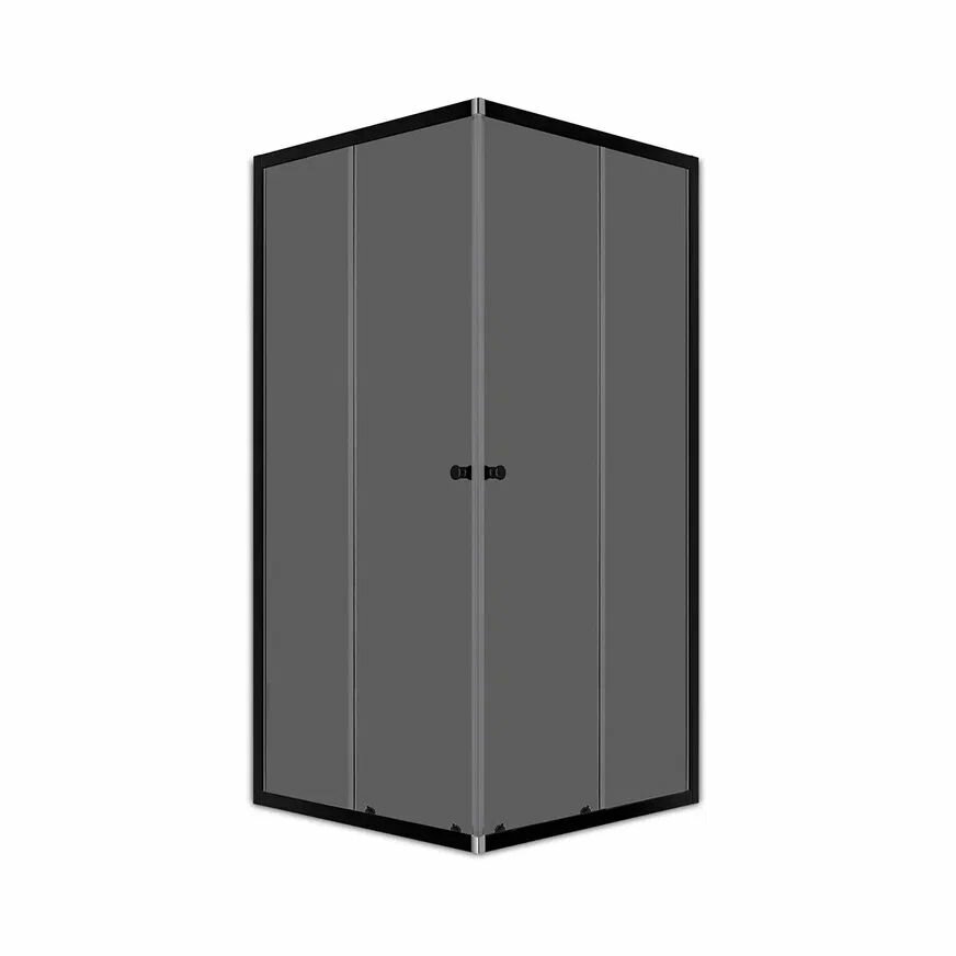 Душевой уголок Domani-Spa Shape, раздвижные двери, 90x90 см, тонированный, черный, стекло 4 мм, универсальный монтаж — фото 1