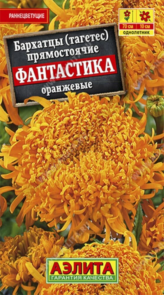 Семена Бархатцы прямостоячие Фантастика Оранжевые 0.2г 70см (Аэлита)