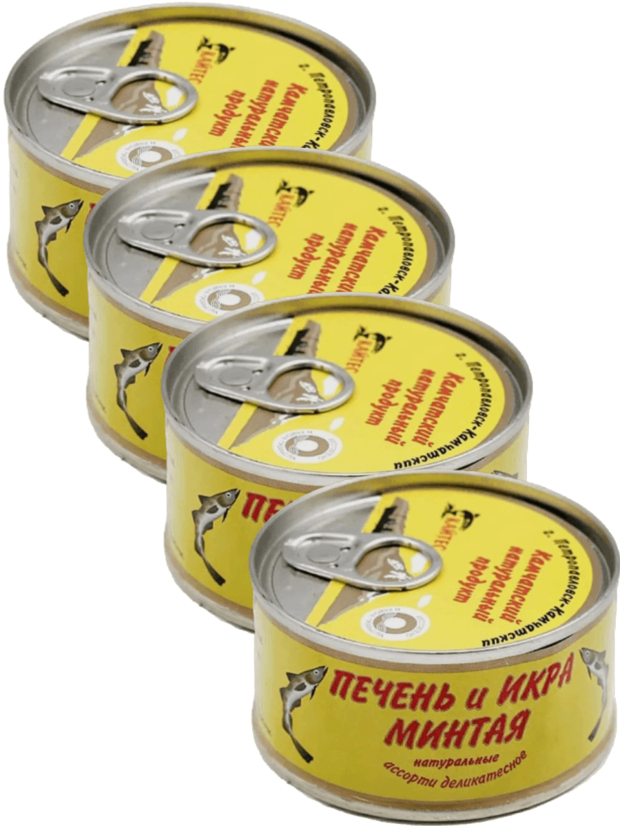 Печень и икра минтая 4 шт по 120г