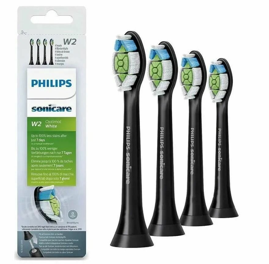 Насадки для электрической зубной щетки Philips Sonicare W2 Optimal White HX6064/11, для осветления зубной эмали, 4 шт