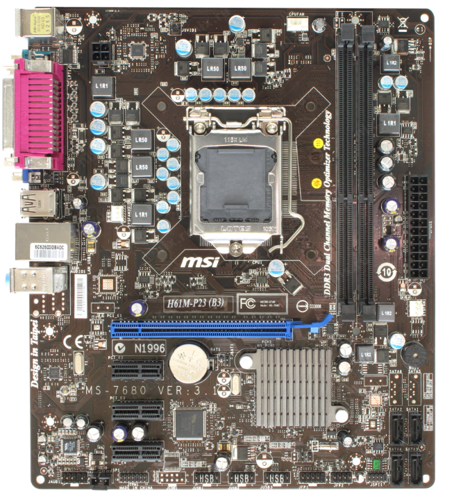 Материнская плата MSI H61M-P23 (B3), mATX, LGA1155, 2xDDR3, GbLAN, Sb/VGA