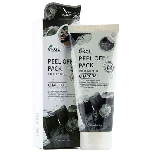 Ekel Peel Off Pack Charcoal Маска-пленка с экстрактом древесного угля 180 мл маска пленка для лица от черных точек charcoal black head peel off nose pack маска пленка 100мл