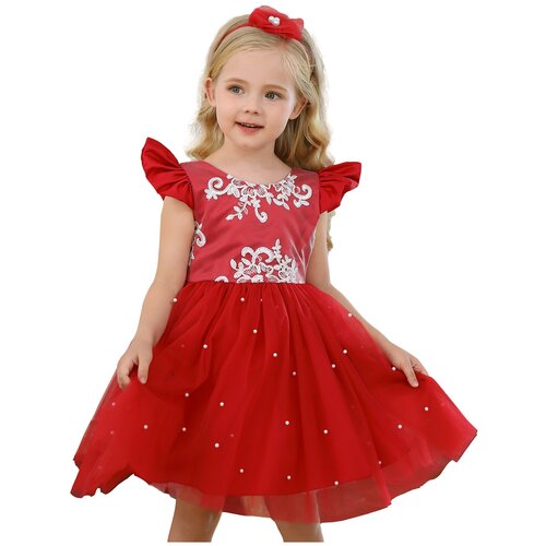 фото Платье нарядное, размер 110, красный wfrv