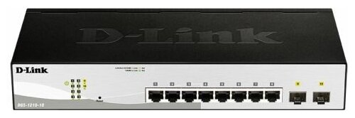 Коммутатор управляемый D-link DGS-1210-10/FL 8x10/100/1000Base-T, 2x1000Base-X SFP, L2, 19”