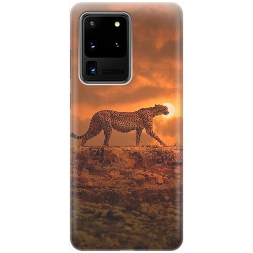 фото Силиконовый чехол на samsung galaxy s20 ultra / самсунг с20 ультра с принтом "закатный гепард" gosso