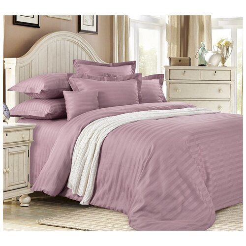 фото Постельное белье «пыльная роза», страйп-сатин (2 сп с евро простыней (4 нав.)) текс-дизайн