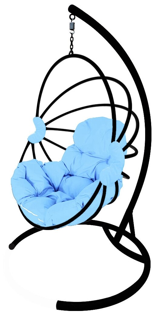 Подвесное кресло M-Group веер, разборный чёрный, голубая подушка - фотография № 12