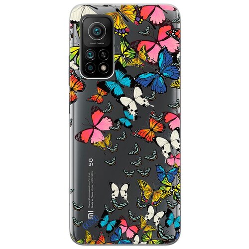 ультратонкий силиконовый чехол накладка clearview 3d для apple iphone 12 mini с принтом magic butterflies Ультратонкий силиконовый чехол-накладка ClearView 3D для Xiaomi Mi 10T с принтом Magic Butterflies