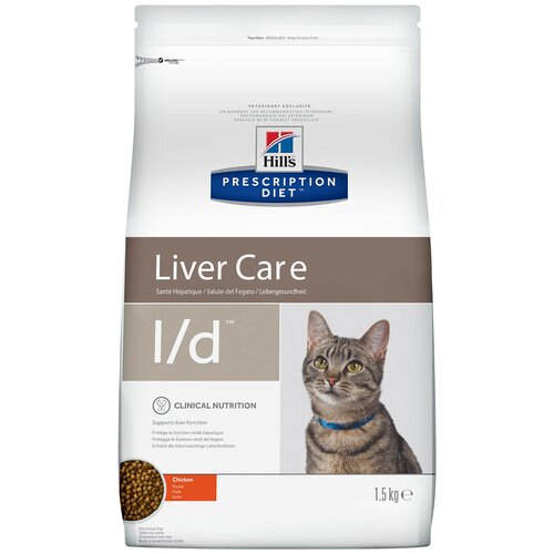 Hills Prescription Diet l\d Feline / Лечебный корм Хиллс для кошек при Заболеваниях Печени 1,5 кг