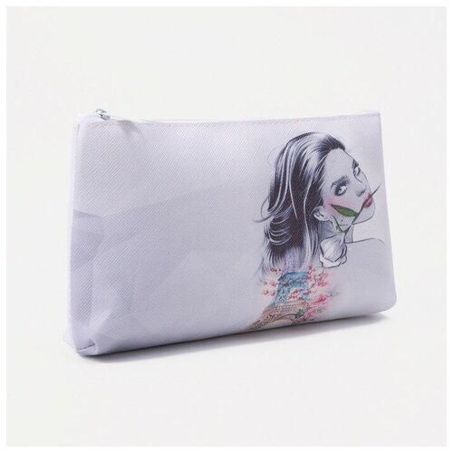 фото --- косметичка на молнии, цвет белый