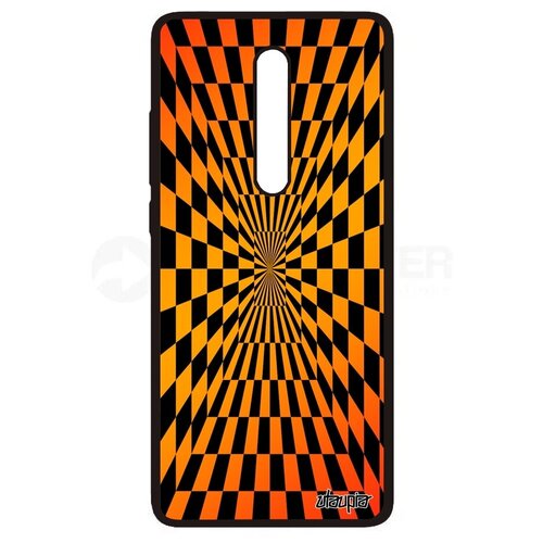 фото Дизайнерский чехол на смартфон // xiaomi redmi k20 // "иллюзия шахмат" дизайн графика, utaupia, оранжевый