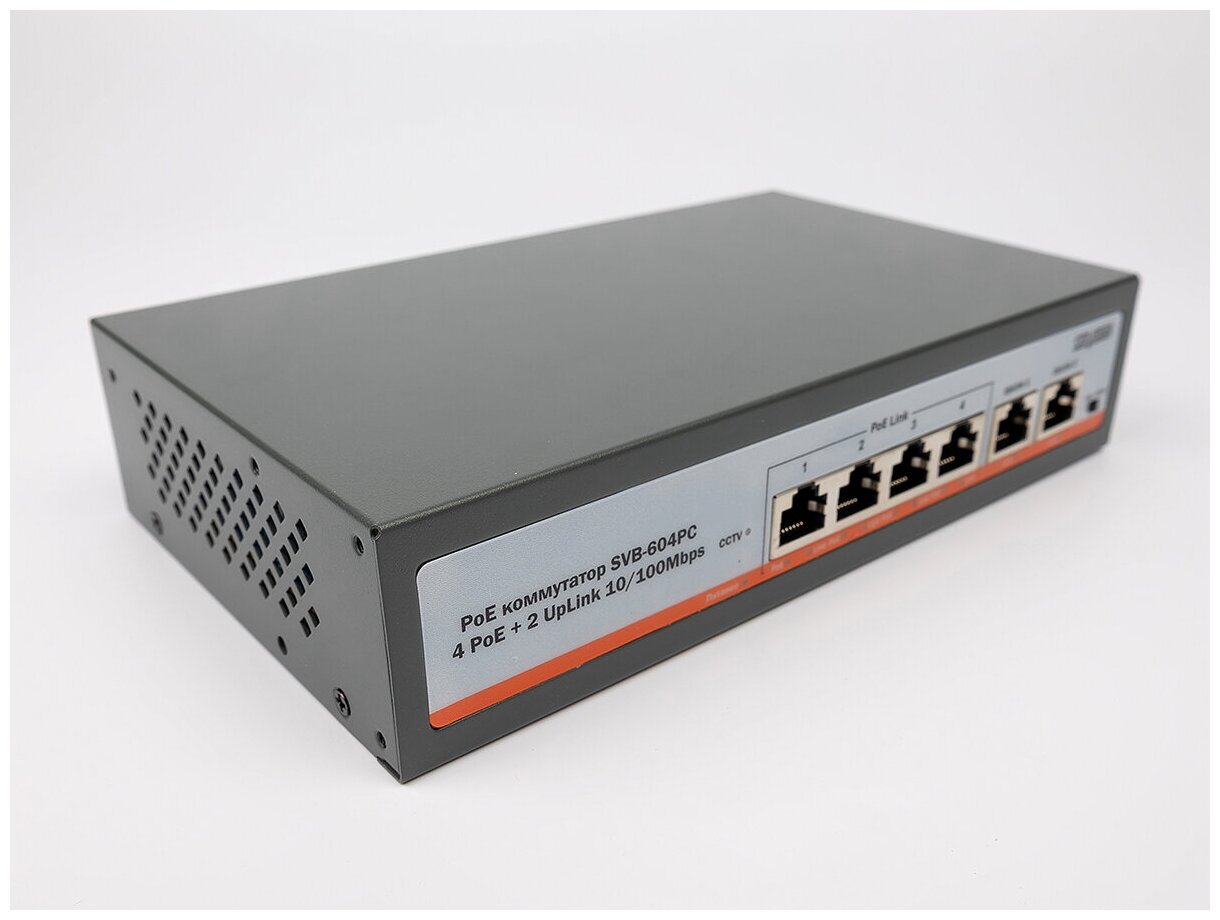 POE-коммутатор SVB-604PC 4 порта+2 uplink (для питания IP-видеокамер)