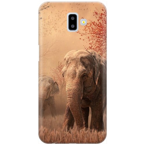 фото Силиконовый чехол на samsung galaxy j6+ (2018) / самсунг джей 6 плюс с принтом "закатный песочный слон" gosso
