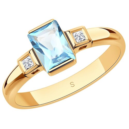 фото Sokolov кольцо из золота с топазом и фианитами 715210, размер 19.5