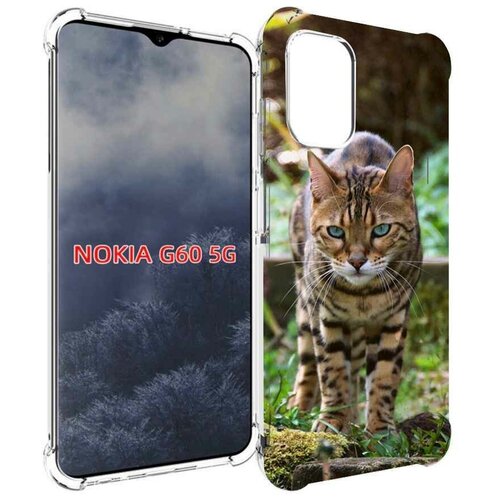Чехол MyPads порода кошка бенгальская для Nokia G60 5G задняя-панель-накладка-бампер