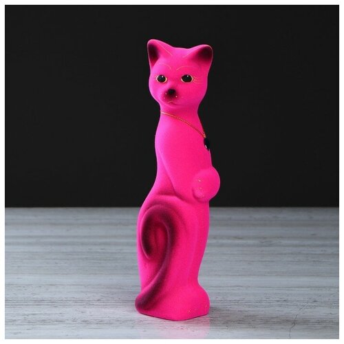 фото Копилка "кот лапа", покрытие флок, розовая, 27 см керамика ручной работы
