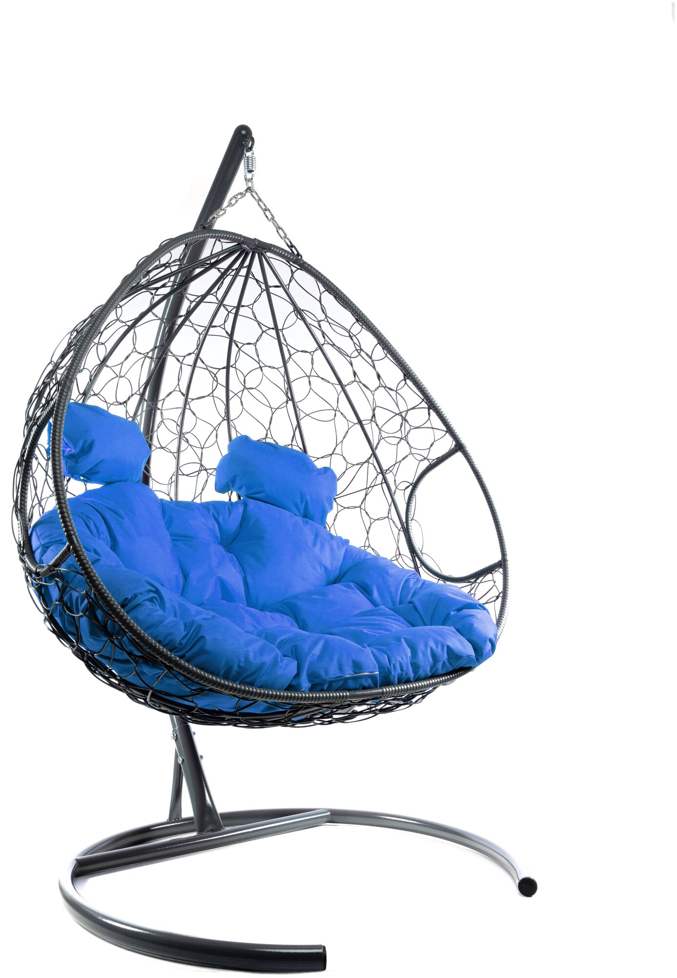 Подвесное кресло m-group для двоих серое, синяя подушка - фотография № 2