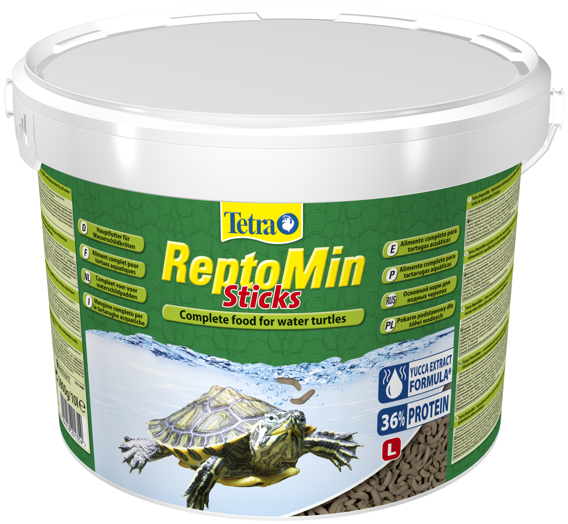 Tetra ReptoMin Sticks корм в виде палочек для водных черепах (ведро), 10 л - фотография № 1