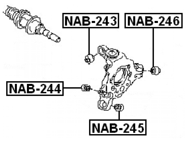 Сайлентблок задней цапфы Febest NAB-244