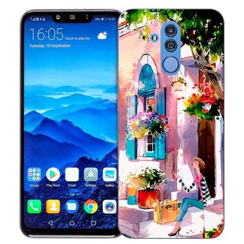 Cиликоновый прозрачный чехол ArtColor для Huawei Mate 20 Lite с принтом Девочка на цветущей улочке re paчехол накладка artcolor для huawei mate 20 pro с принтом девочка на цветущей улочке