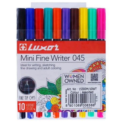 фото Luxor набор капиллярных ручек mini fine writer 045, 10 цветов, 0.8 мм