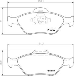 Дисковые тормозные колодки передние NISSHINBO NP5008 для Ford, Mazda (4 шт.)