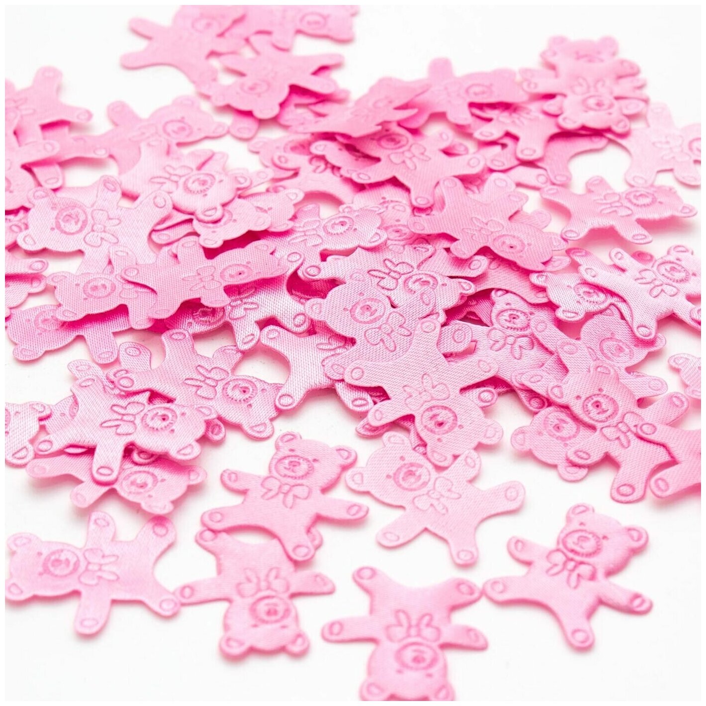 Оригинальное конфетти атласное "Медвежонок розовый" для детского дня рождения, украшения стола, наполнения подарков и творческих поделок, 5 упаковок