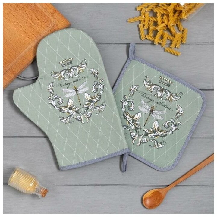 фото Набор кухонный: Vintage collection варежка-прихватка, прихватка