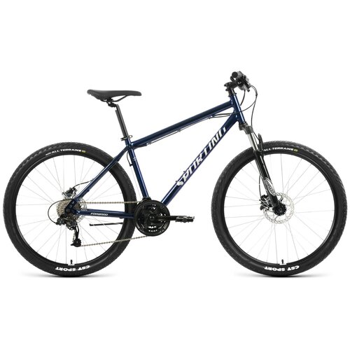Велосипед горный с колесами 27,5" Forward Sporting 27,5 3.2 HD сине-серебристый 24 скорости, рама 17", 2022 год