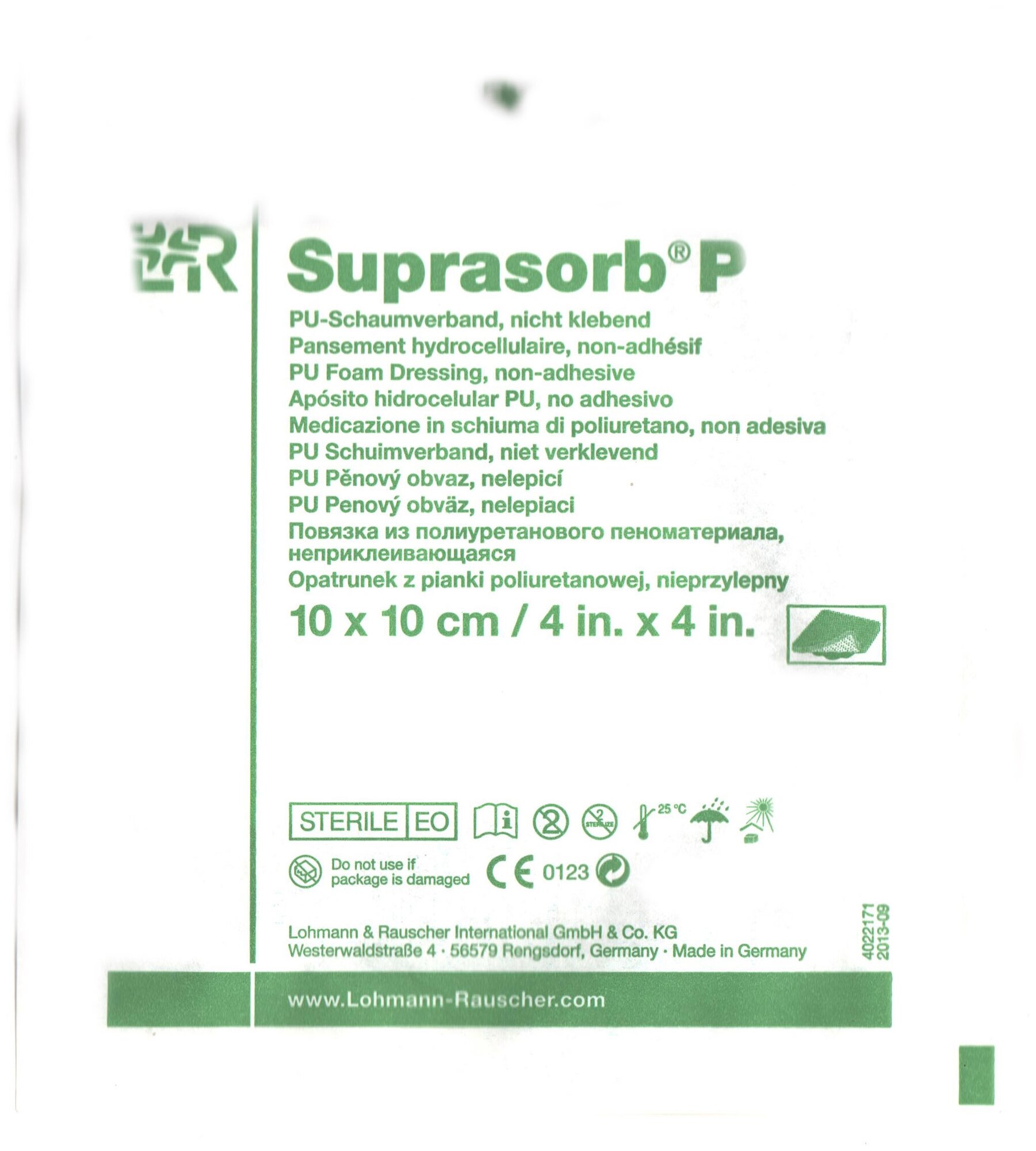 Suprasorb P / Супрасорб П - полиуретановая неадгезивная губчатая повязка, 10x10 см