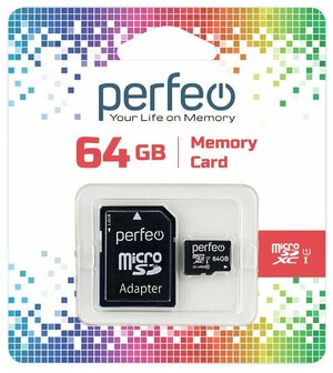 Карта памяти Perfeo microSDXC 64GB High-Capacity (Class 10) UHS-1