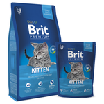 Сухой корм для кошек Brit Premium Kitten для котят курица с соусом из лосося 800 г - изображение