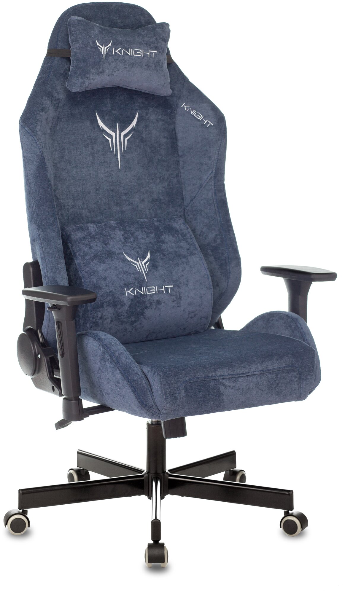 Кресло игровое Knight N1 Fabric синий, ткань / Компьютерное геймерское кресло, 2 подушки, крестовина металл