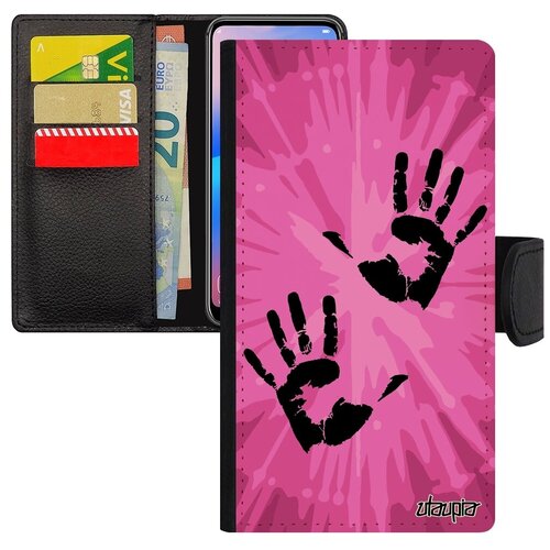 фото Противоударный чехол-книжка на телефон // galaxy s7 // "отпечаток ладони" стиль rasta, utaupia, розовый