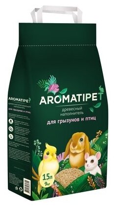 AromatiPet Древесный наполнитель для грызунов и птиц, 15л, 9 кг