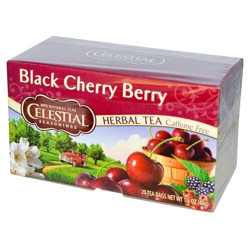 Celestial Seasonings, Травяной чай, Черная вишня, без кофеина 20 чайных пакетиков, 1.6 унции (44 г)